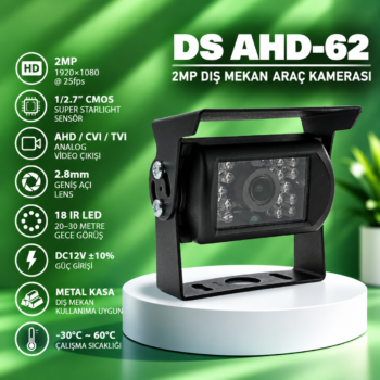 DS AHD-62 2MP 2.8mm GENİŞ AÇI LENS DIŞ MEKAN ARAÇ KAMERA
