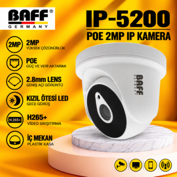 BAFF IP-5200 POE 2MP 2.8mm LENS IP KAMERA H265+