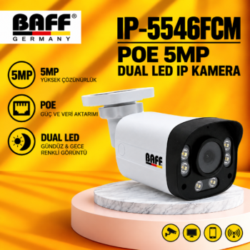 BAFF IP-5546FCM POE 5MP DUAL LED  IP KAMERA