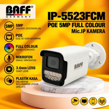BAFF IP-5523FCM POE 5MP FULL COLOUR Mic.IP KAMERA