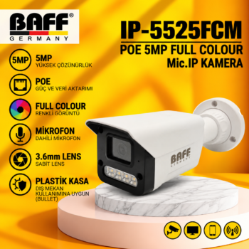 BAFF IP-5525FCM POE 5MP FULL COLOUR Mic.IP KAMERA