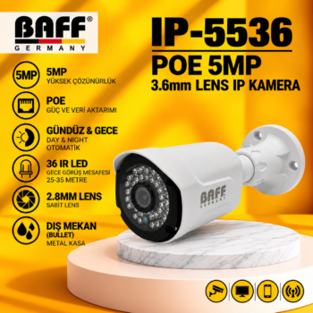 BAFF IP-5536 POE 5MP 3.6mm LENS IP KAMERA