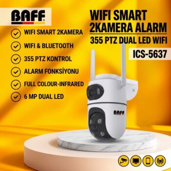 WIFI SMART 2KAMERA ALARM 355PTZ FULL COLOUR-INFRARED ICS-5637 BAFF