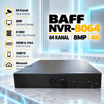 BAFF 8MP 64 KANAL 4K NVR-8064
