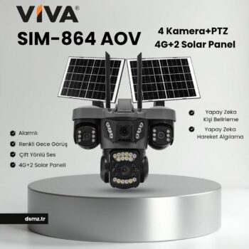VIVA SIM-864 AOV 4 Kamera+2 Güneş Paneli 4G+SOLAR KAMERA