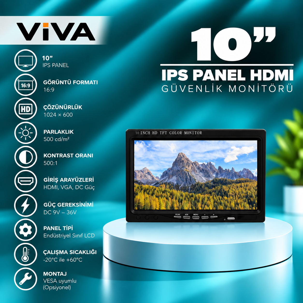 10inç ıps panel hdmı