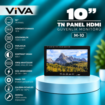 10" TN PANEL HDMİ Güvenlik Monitörü M-10