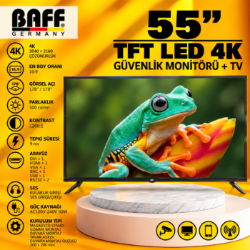 55" TFT LED 4K GÜVENLİK MONİTÖRÜ+TV 3840*2160