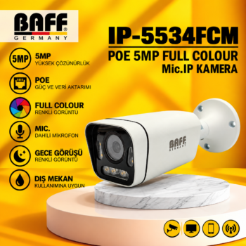 BAFF IP-5534FCM POE 5MP FULL COLOUR Mic.IP KAMERA