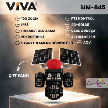 SIM 845 4G+2SOLAR PANEL 10X ZOOM 5 LENS VKAM/OKAM APP VIVA