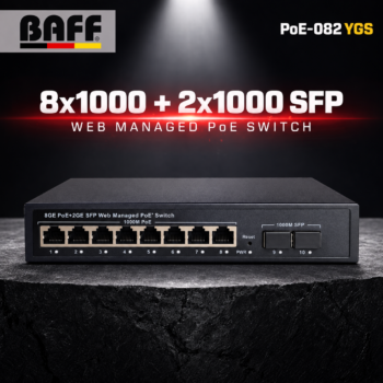 POE-082YGS 8*1000M+2SFP Yönetilebilir Gigabit Switch 300WATT